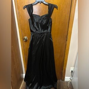 Black satin like prom bridal feminine princess ball gown prom Maxi 13” adjustabl